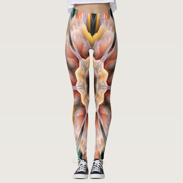 Legging Pernas de flores com abstrato brilho (Frente)