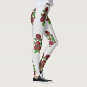 Legging Pernas de flores rosas vermelhas