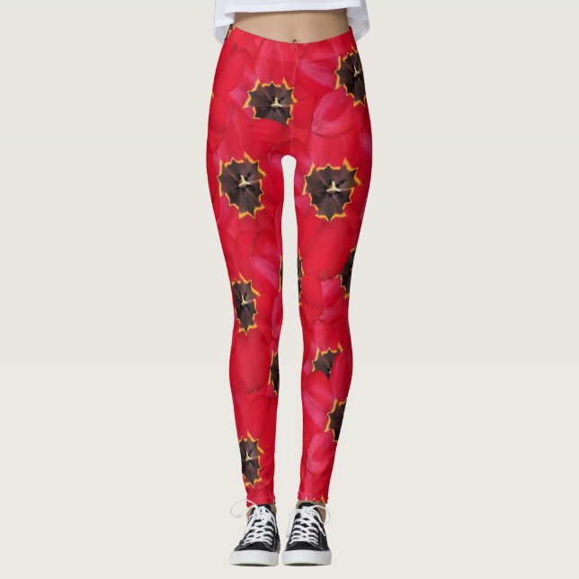Legging Pernas de fundo das tulipas (Frente)