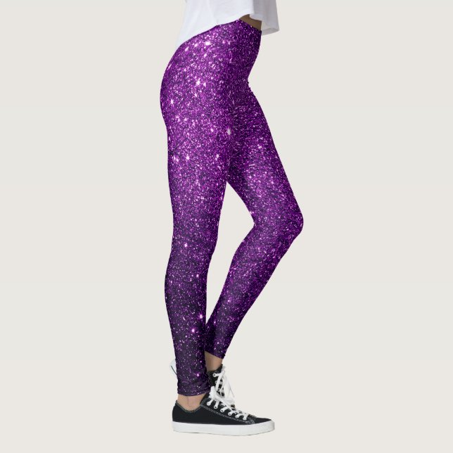 Legging Pernas De Grelha Com Glitter Roxo Profundo (Direita)