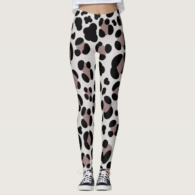 Legging Pernas de impressão castanho-leopardo-das-mulheres (Frente)