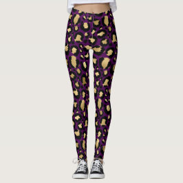 Legging Pernas de impressão de animais de leopardo roxo/ch