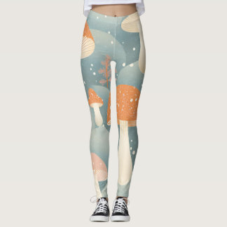 Legging Pernas de Impressão de cogumelo de inverno em core