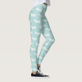Legging Pernas de Impressão de Dachshund Azul-Claro e Bran