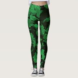 Legging Pernas de impressão de flor verde