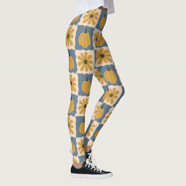 Legging Pernas de Impressão de Verificação da Abóbora Dese (Direita)