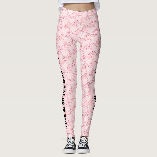 Legging Pernas de ioga bolinhas de forma cardíaca (Frente)