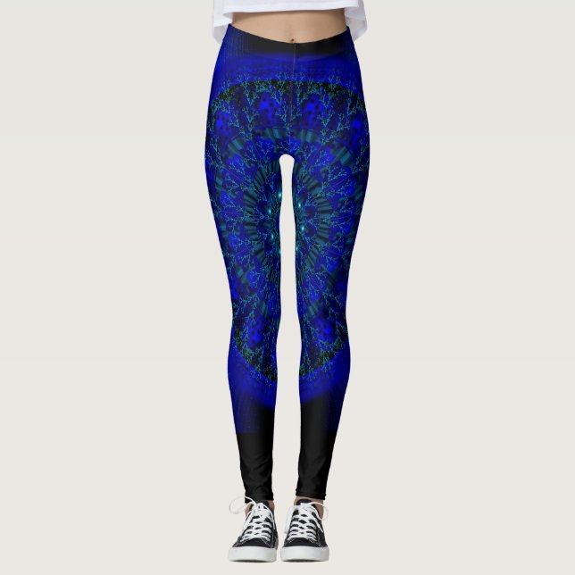 Legging Pernas de mandala azuis profundas (Frente)