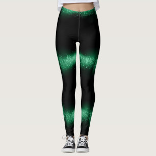 Legging Pernas de moda cintilante verde