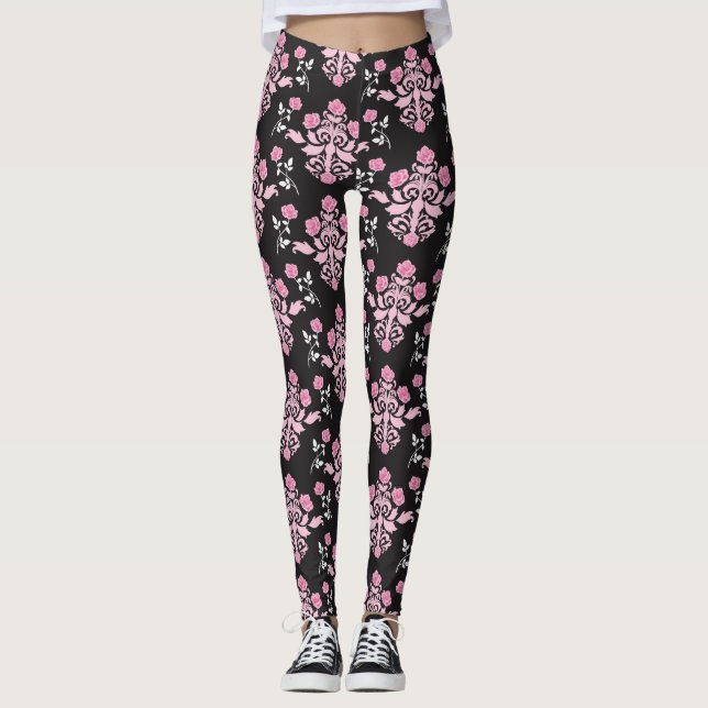 Legging Pernas de mulheres, a preto-e-rosa (Frente)