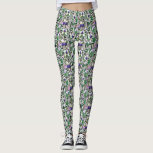Legging Pernas de mulheres com cor azul de fuchsia/verde