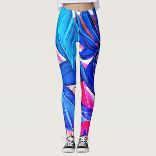 Legging Pernas de palmeiras tropicais fluorescentes