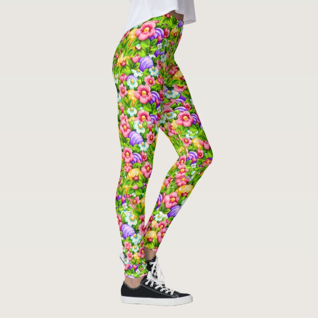 Legging Pernas de Páscoa Pop com Primavera floral (Direita)