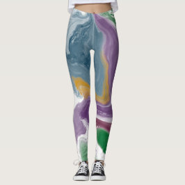 Legging Pernas de pintura de óleo de abstrato