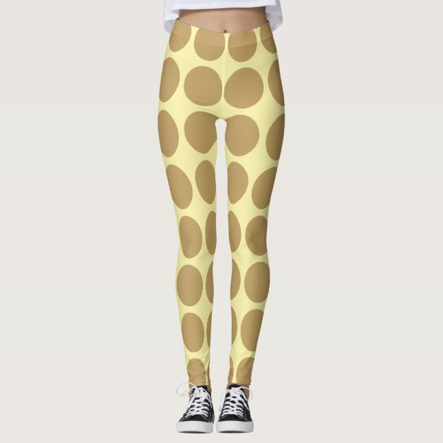 Legging Pernas de pontos neutros de creme de fôlego (Frente)