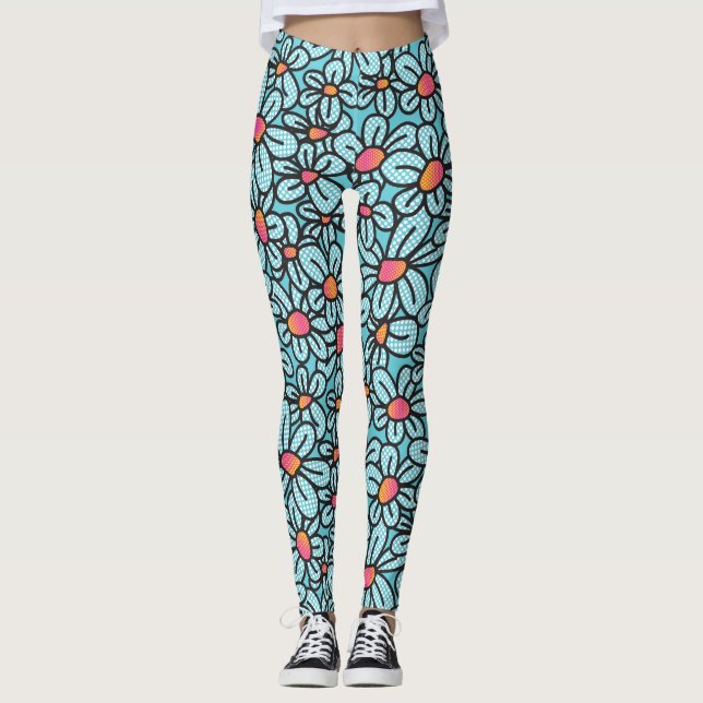 Legging Pernas de Pop de Flor (Aqua) (Frente)