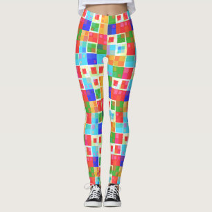 Legging Pernas de quadrados abstrato