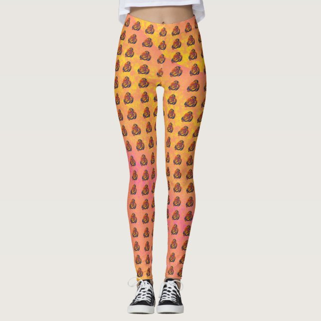 Legging Pernas de Rosa Laranja (Frente)