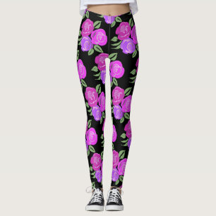 Legging Pernas de Rosa rosa e roxa