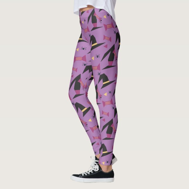 Legging Pernas de roxo de bruxa-do-hat-doce-de-bruxa (Esquerda)