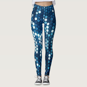 Legging pernas de sequências azuis brilhantes