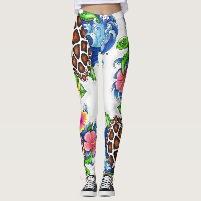 Legging Pernas de Tartaruga Tropical (Frente)