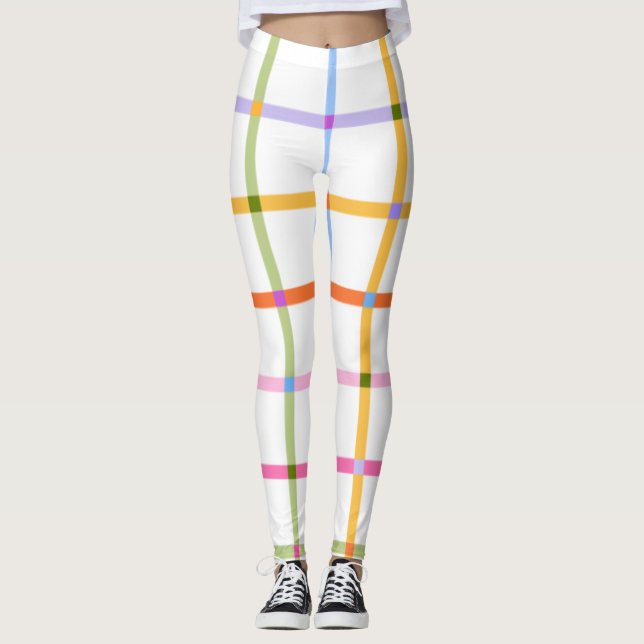 Legging Pernas de Xadrez de grade Pernas de Malhações femi (Frente)