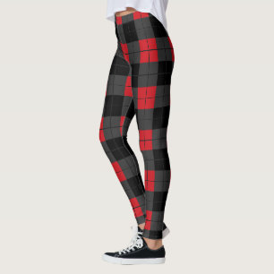 Legging Pernas de Xadrez pretas e vermelhas