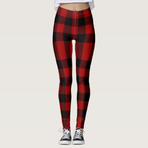 Legging Pernas de Xadrez Vermelha e Preta