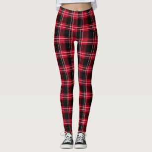 Legging Pernas de Xadrez Vermelha/Negra