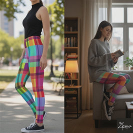 Legging Pernas de Xadrez vibrantes