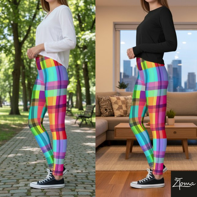Legging Pernas de Xadrez vibrantes (Criador carregado)