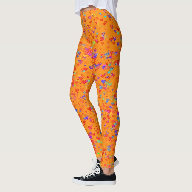 Legging Pernas Design de laranja com Corações (Esquerda)