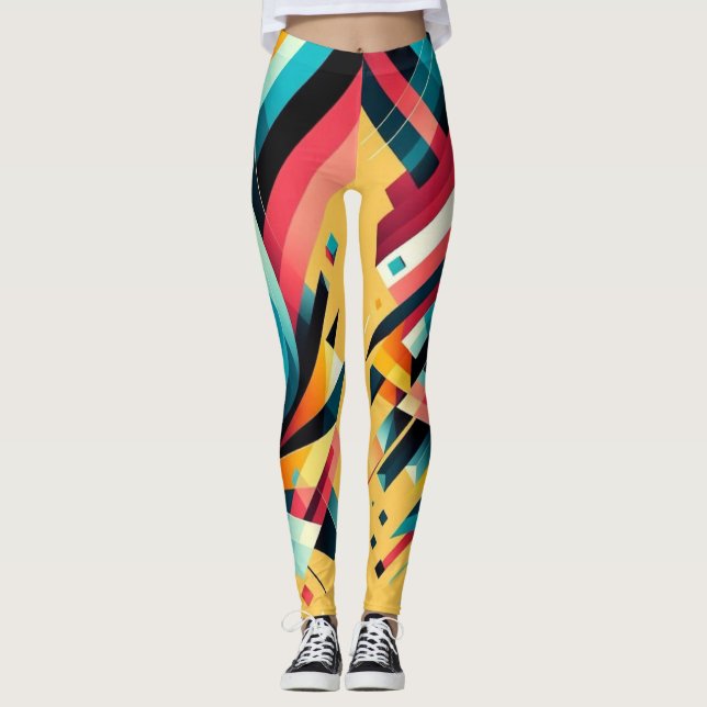 Legging Pernas - Design geométrico colorido (Frente)