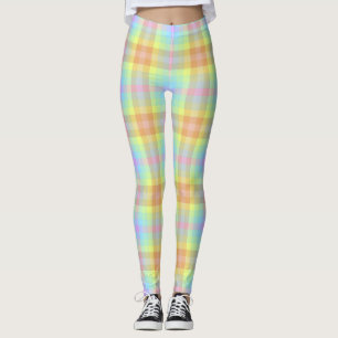 Legging Pernas do arco-íris xadrez Pastel