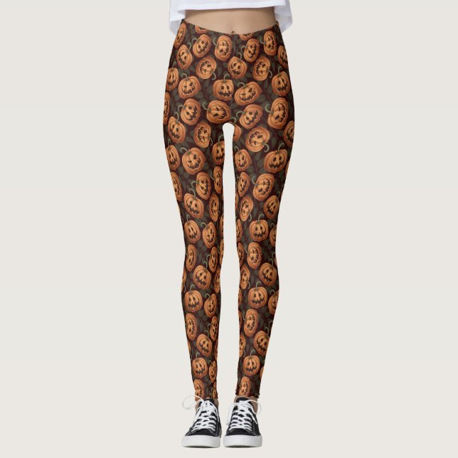 Legging Pernas do Halloween Jack O Lanterns (Frente)