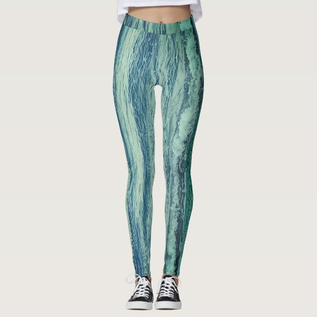 Legging Pernas do Mar Azul Profundo (Frente)