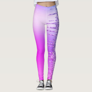 Legging Pernas do Partido Purple Neon Glitter Sparkly Driv