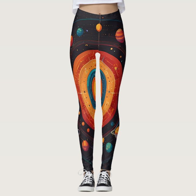 Legging Pernas do sistema solar vibrantes para raparigas (Frente)