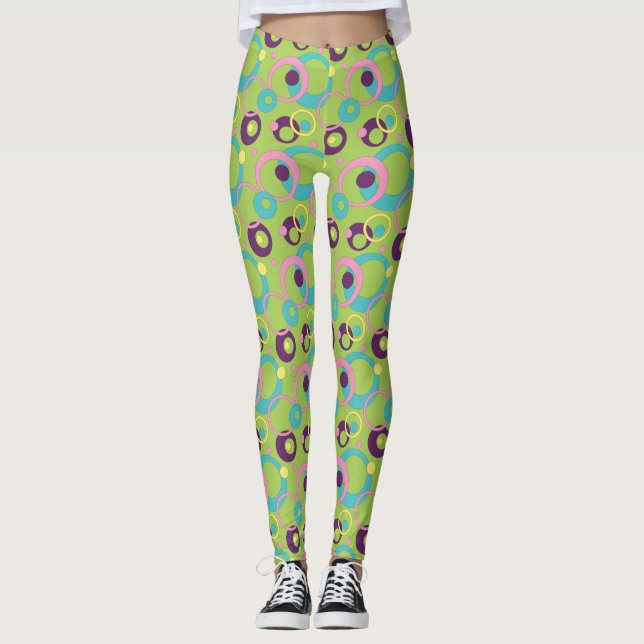 Legging Pernas dos Círculos Verdes Funky (Frente)
