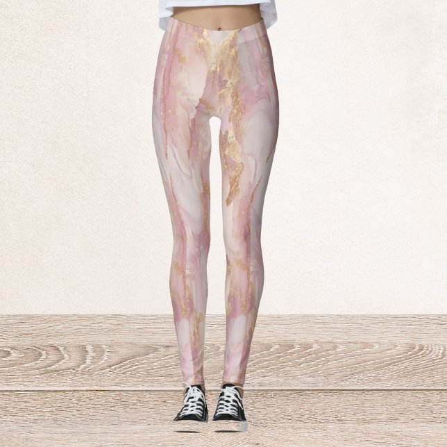 Legging Pernas Douradas e rosa aquarela (Criador carregado)