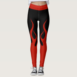 Legging Pernas em Chamas Chamas Tribais Vermelho Preto