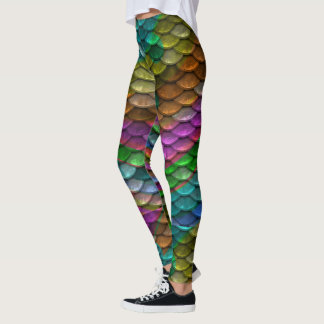 Legging Pernas em escala de peixes Sereias, Pernalhas estr