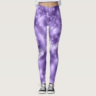 Legging Pernas em roxo/branco com pandex/poliéster.