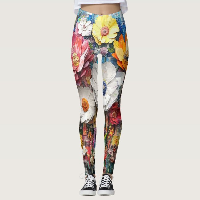 Legging Pernas Florais abstrato (Frente)