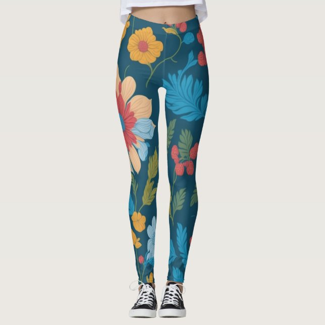 Legging Pernas Florais Azuis (Frente)