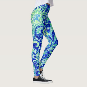 Legging Pernas Florais Azuis De Flor