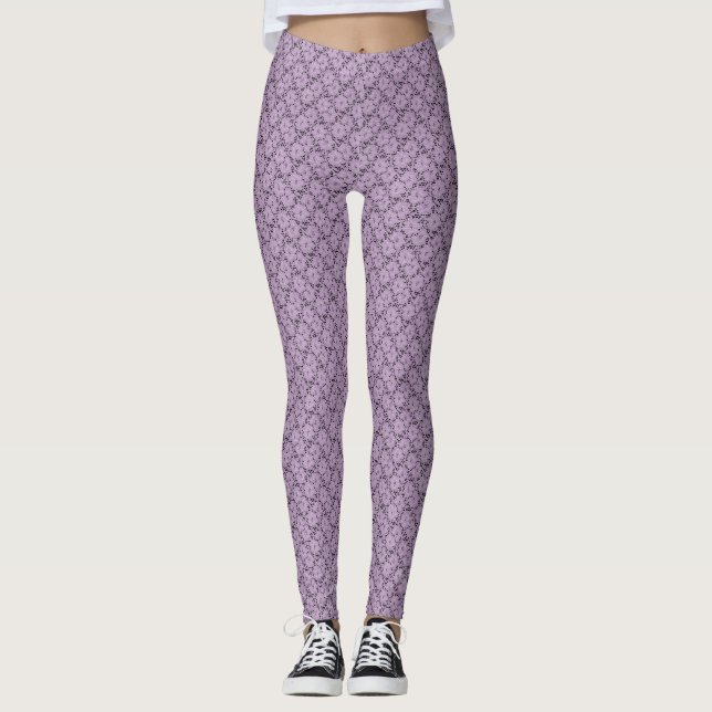 Legging Pernas Florais De lavanda (Frente)