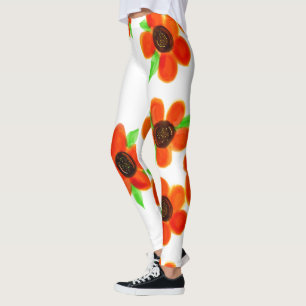 Legging Pernas Florais Laranja