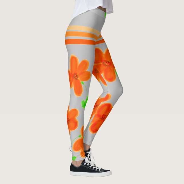 Legging Pernas Florais Laranja (Direita)